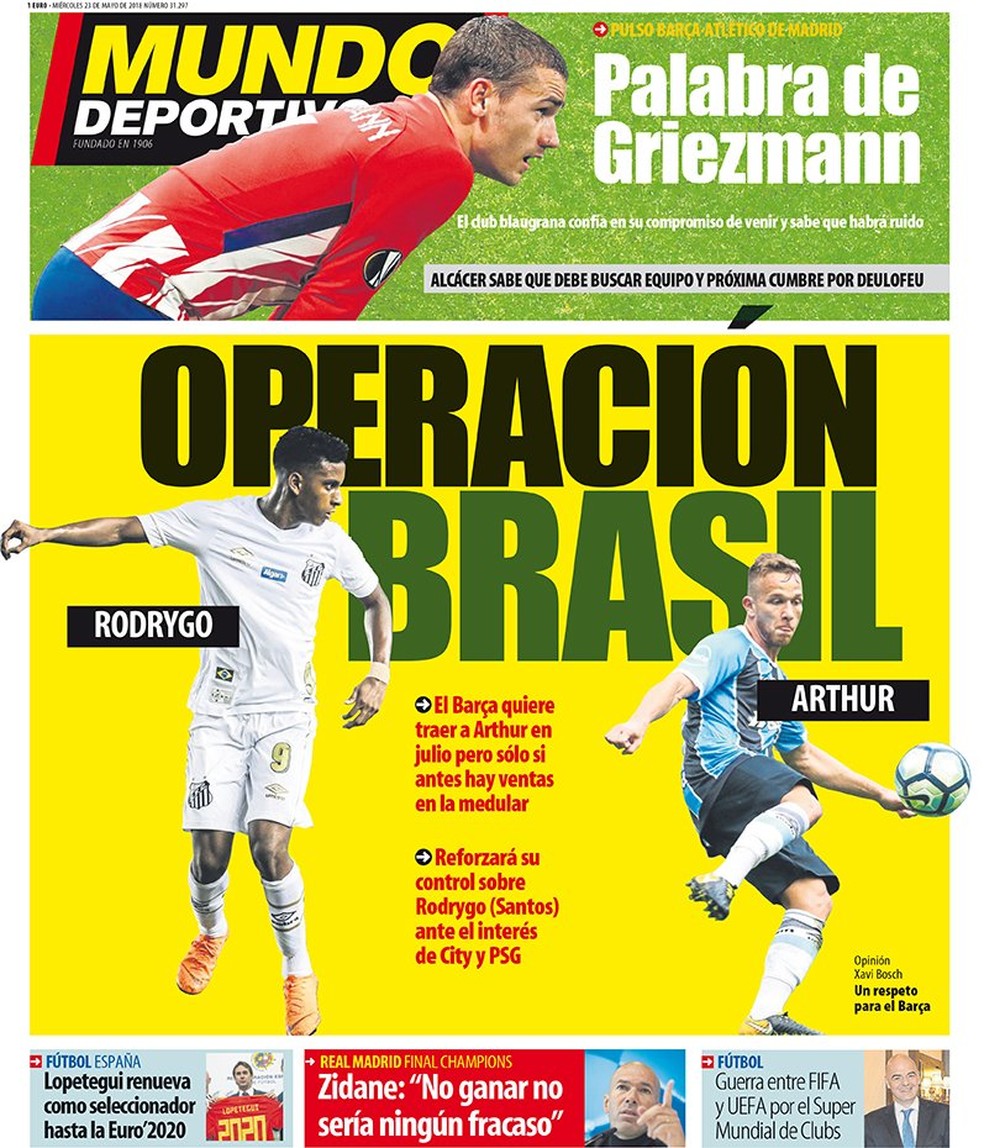 Mundo Deprotivo noticia intenÃ§Ã£o do BarÃ§a de antecipar chegada de Arthur (Foto: DivulgaÃ§Ã£o)