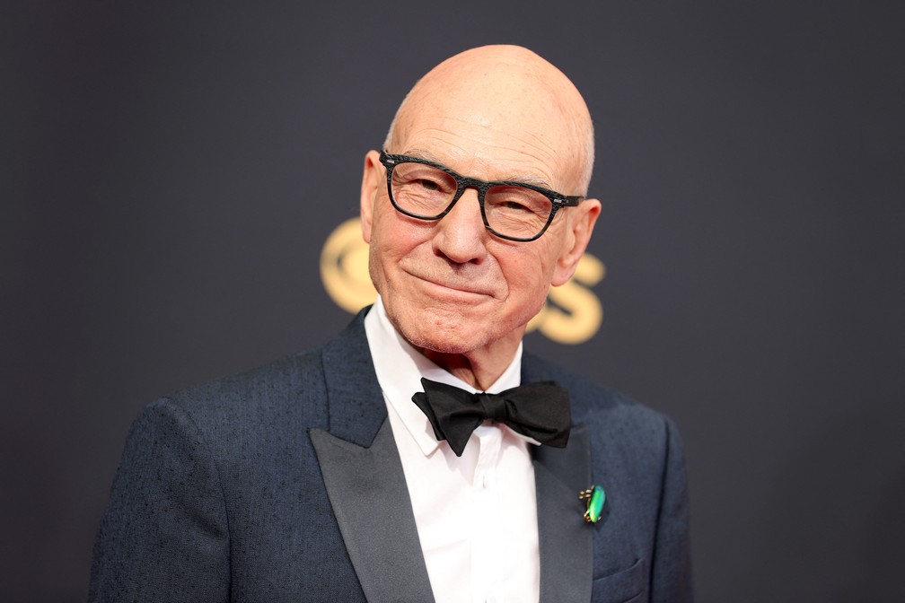 Patrick Stewart chega ao Emmy 2021 — Foto: Rich Fury/Getty Images North America/Getty Images via AFP