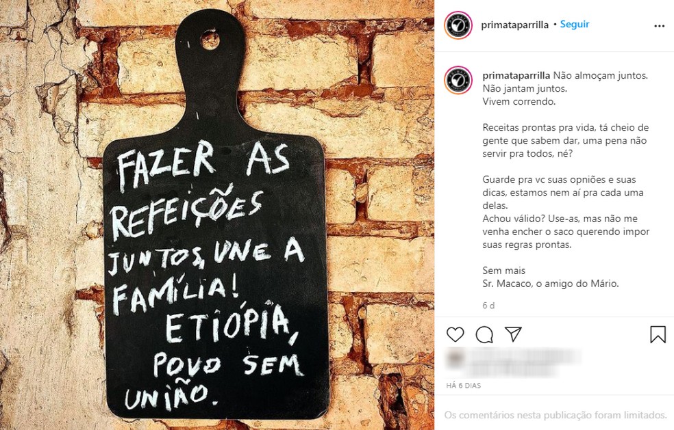 Procon-SP multou, nesta ter?a-feira (1?), petiscaria de Presidente Prudente por causa de publica?es em rede social ? Foto: Reprodu??o/Instagram