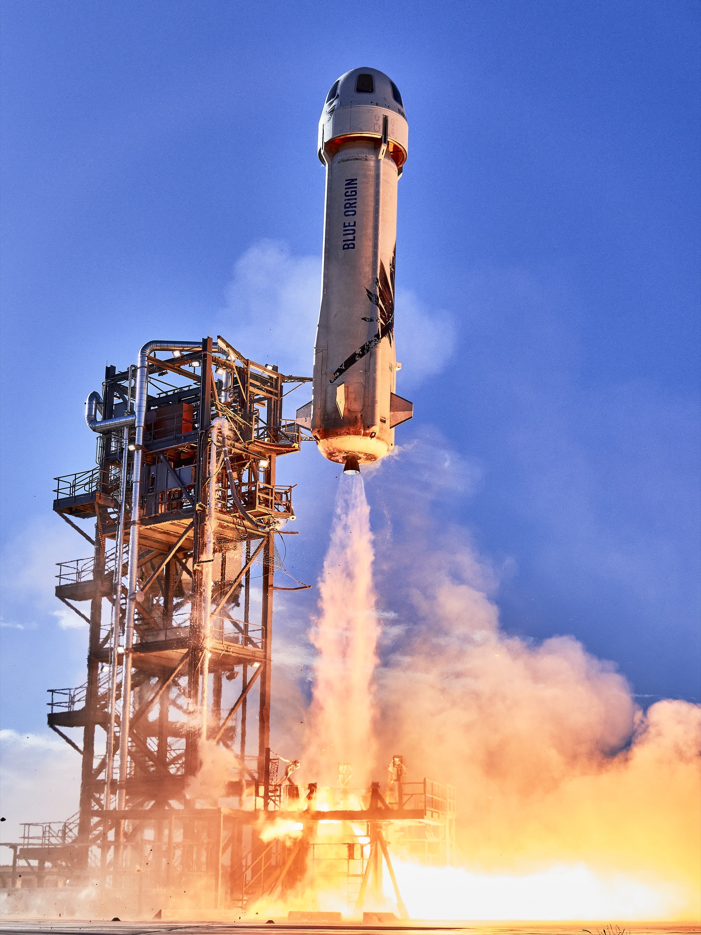 Imagem do lançamento do foguete New Shepard 18 - que levou Shatner ao espaço (Foto: Blue Origin)