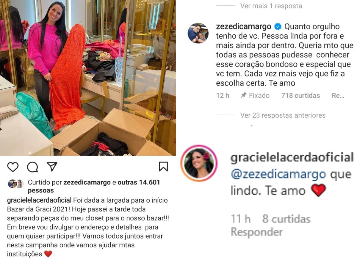 Zezé Di Camargo se declara para Graciele Lacerda (Foto: Reprodução/Instagram)