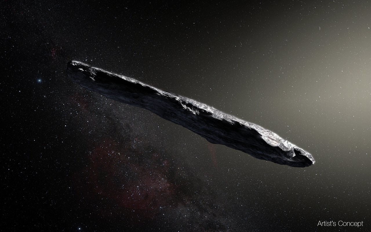 ReproduÃ§Ã£o do Oumuamua (Foto: DivulgaÃ§Ã£o)
