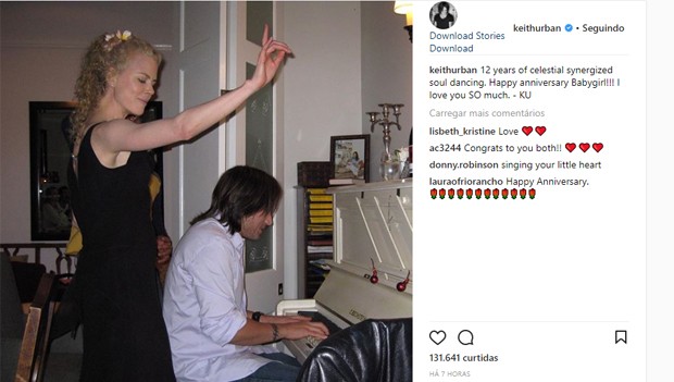 Nicole Kidman e Keith Urban (Foto: Reprodução/Instagram)