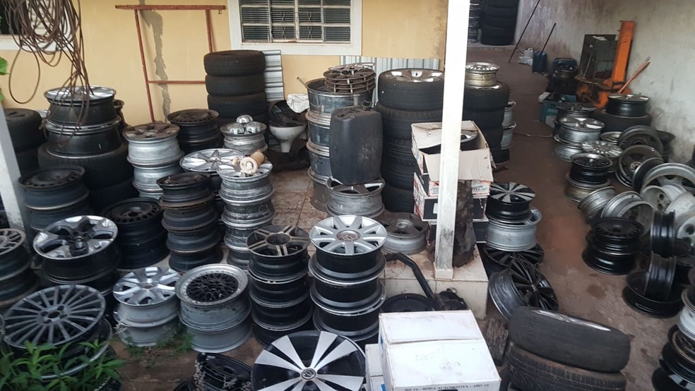Dep&oacute;sito clandestino de pneus foi localizado em Alfredo Marcondes &mdash; Foto: Pol&iacute;cia Civil