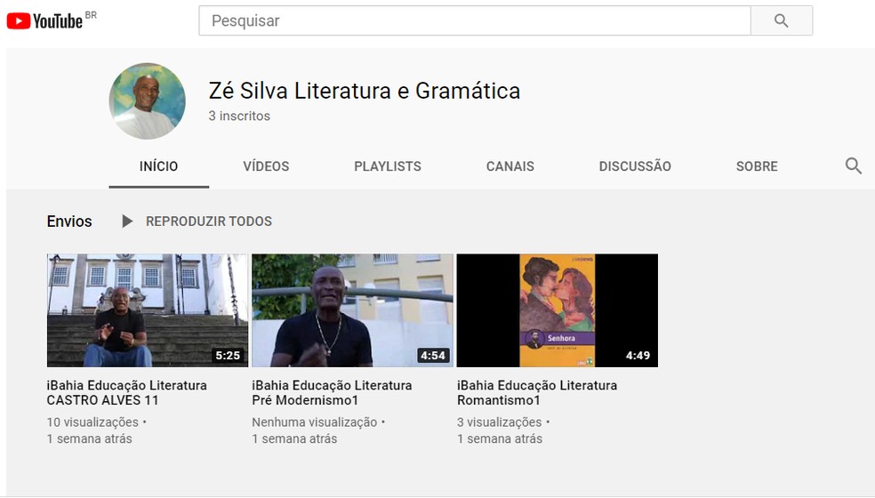 Educador Z&eacute; Silva criou perfil no Youtube &mdash; Foto: Reprodu&ccedil;&atilde;o