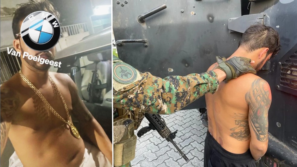Breno Matuto: Cordão de ouro, carro e arma antes de ser preso na quinta (23) — Foto: Reprodução