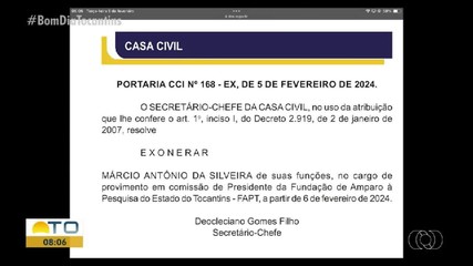 Presidente da FAPT-TO é exonerado