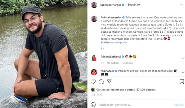 Fátima Bernardes parabeniza Túlio Gadêlha pelos 34 anos (Foto: Reprodução/Instagram)