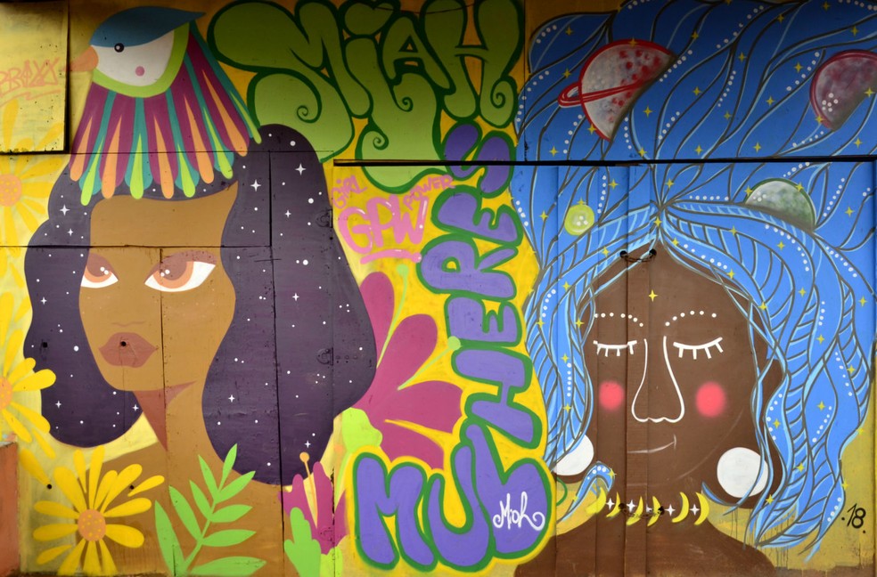 Grafites feitos em casa da Estrutural, no DF, durante o 1º Fest Povos – Encontro Nacional de Graffiti — Foto: Fest Povos/Divulgação