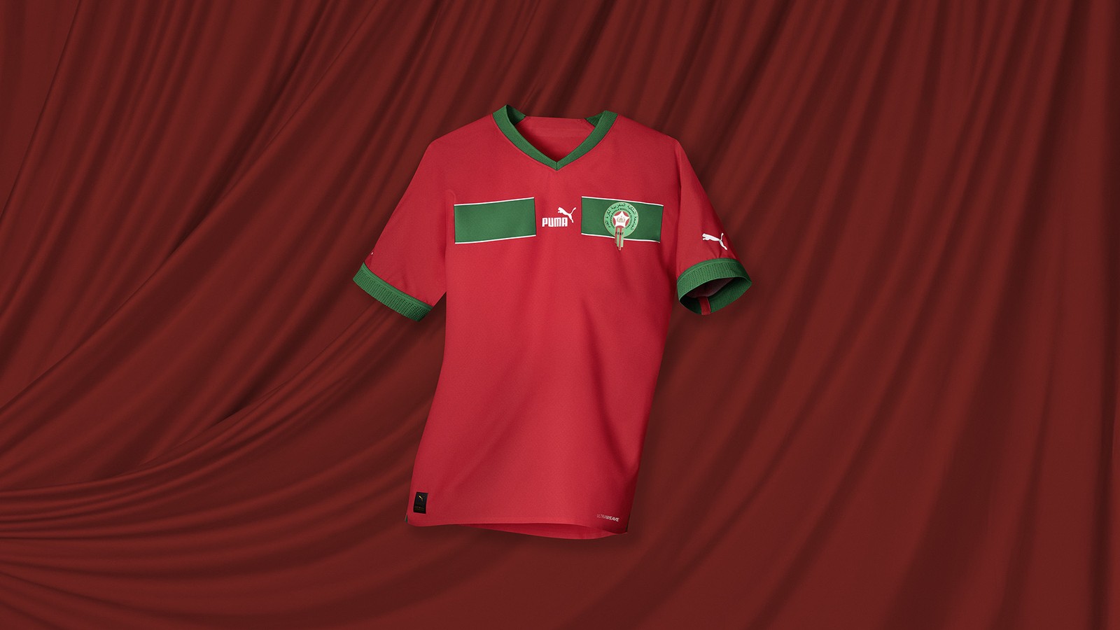 Uniforme da seleção do Marrocos para a Copa do Mundo de 2022  — Foto: Divulgação/Puma