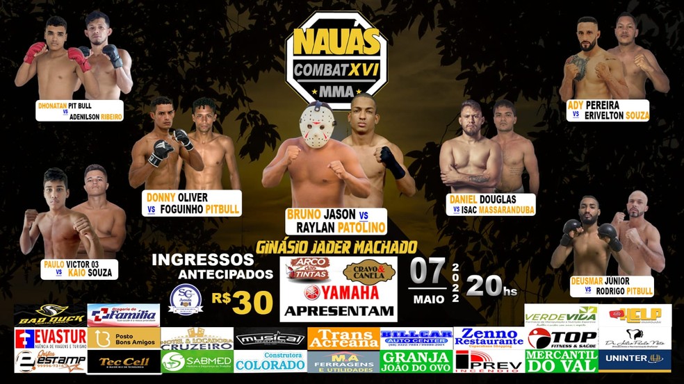 Card do Náuas Combat 16 — Foto: Divulgação/Náuas Combat