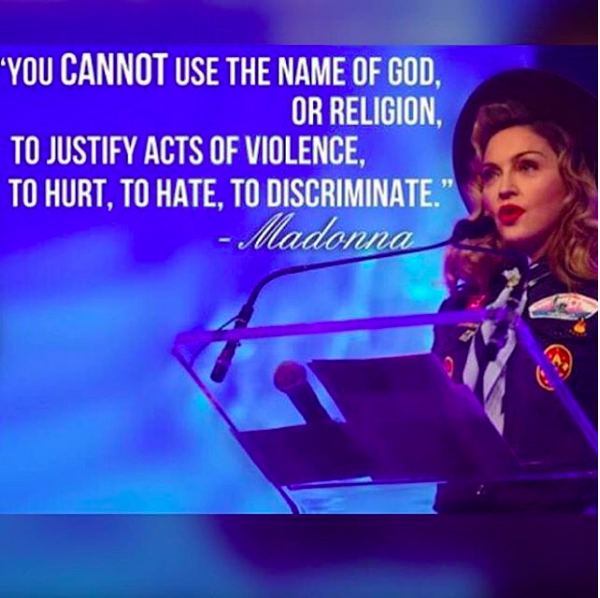 Uma mensagem compartilhada por Madonna em solidariedade às vítimas do ataque em Orlando (Foto: Instagram)