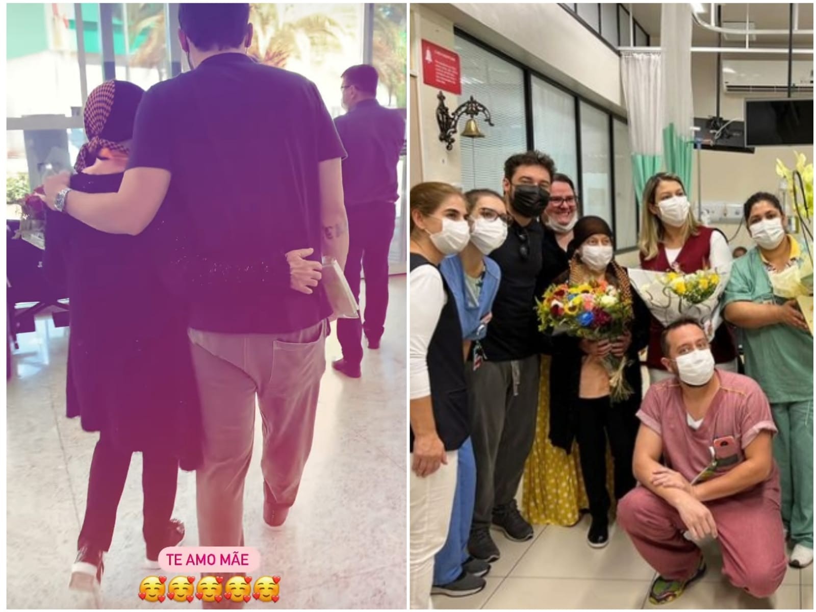 Fernando Zor posa com a mãe e equipe médica em saída de hospital (Foto: Reprodução/Instagram)