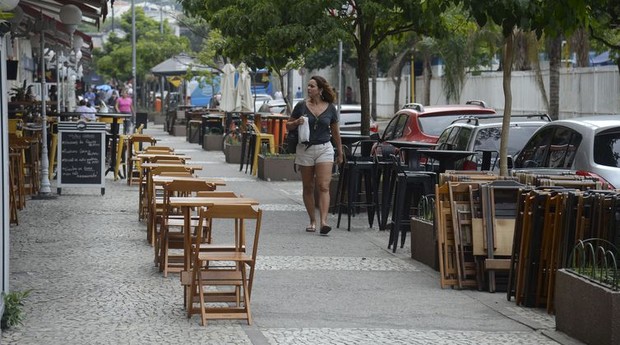 Bares e restaurantes de Botafogo ficam vazios na hora do almoço, no Rio de Janeiro (Foto: Tomaz Silva/Agência Brasil)
