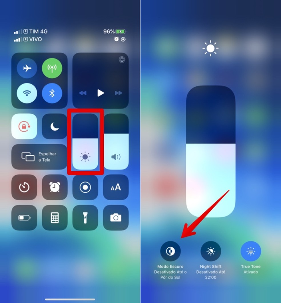 Ativando tema escuro do iOS 13 no iPhone — Foto: Reprodução/Helito Beggiora
