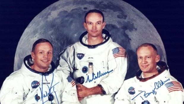 Neil Armstrong, Michael Collins e Buzz Aldrin, os tripulantes da histórica missão Apolo 11 (Foto: NASA via BBC News Brasil)