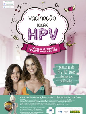 Material publicitário do Ministério da Saúde para divulgar a vacinação permanente contra o HPV (Foto: Ministério da Saúde/Divulgação)
