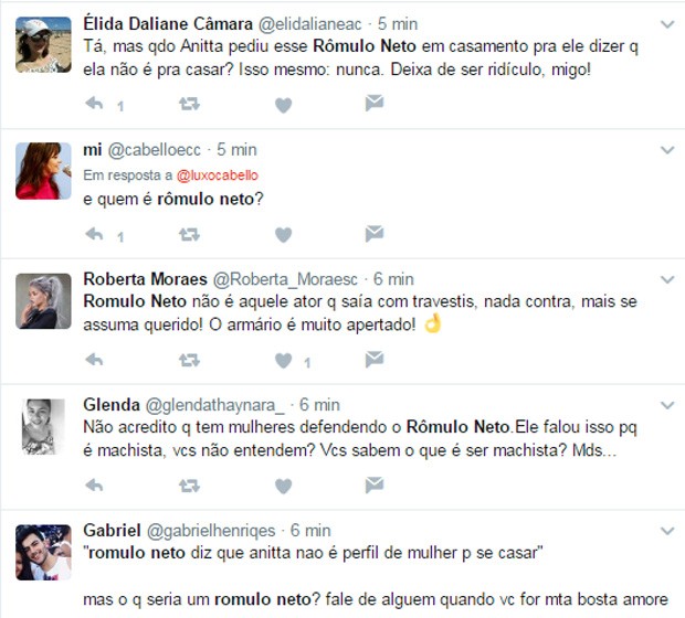 Declaração de Rômulo Neto sobre Anitta entrou para TTs no Twitter (Foto: Reprodução/Twitter)