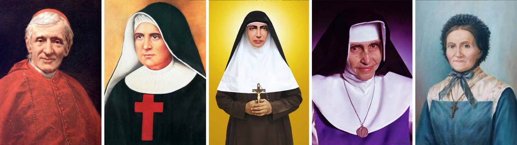 Além de Irmã Dulce, o Papa Francisco canonizou o teólogo e cardeal inglês John Henry Newmann, a freira italiana Giuseppina Vannini, a freira indiana Mariam Thresia Chiramel Mankidiyan e a catequista suíça Margherita Bays — Foto: Reprodução