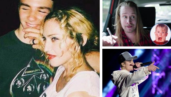 Madonna e o filho Rocco, Macaulay Culkin e Justin Bieber (Foto: Getty Images/Reprodução)