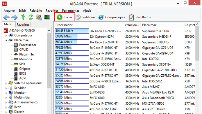 AIDA64 permite comparar desempenho de computador com outros modelos (Foto: Reprodução/AIDA64)