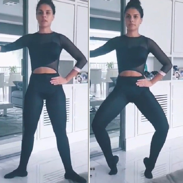 Paloma Bernardi pratica balé fitness durante período de isolamento social (Foto: Reprodução/Instagram)