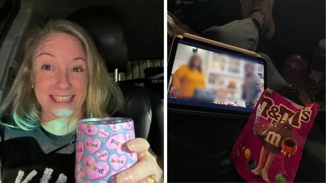 A jornalista australiana Claire Haiek admitiu que seu momento de autocuidado é ficar sozinha, dentro do carro e longe das crianças, comendo guloseimas e vendo filmes (Foto: Reprodução/Kidspot)