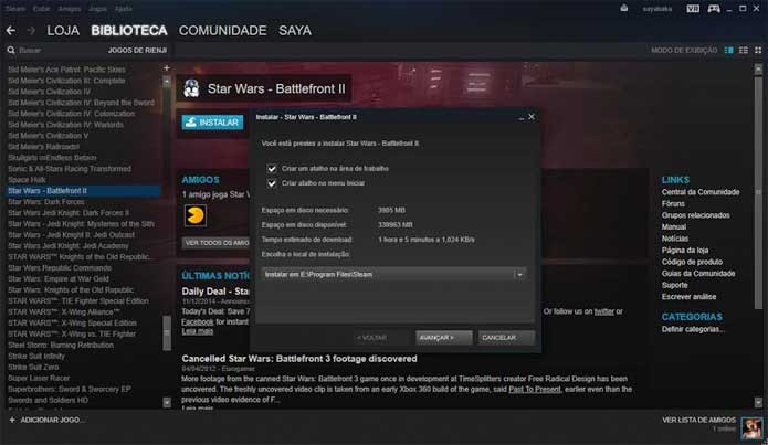 Faça a compra de Star Wars Battlefront 2 e inicie o download (Foto: Reprodução/Felipe Vinha)