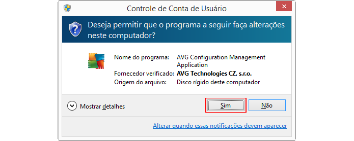 Aviso de controle do Windows pode aparecer dependendo da configura??o (Foto: Reprodu??o/AVG)