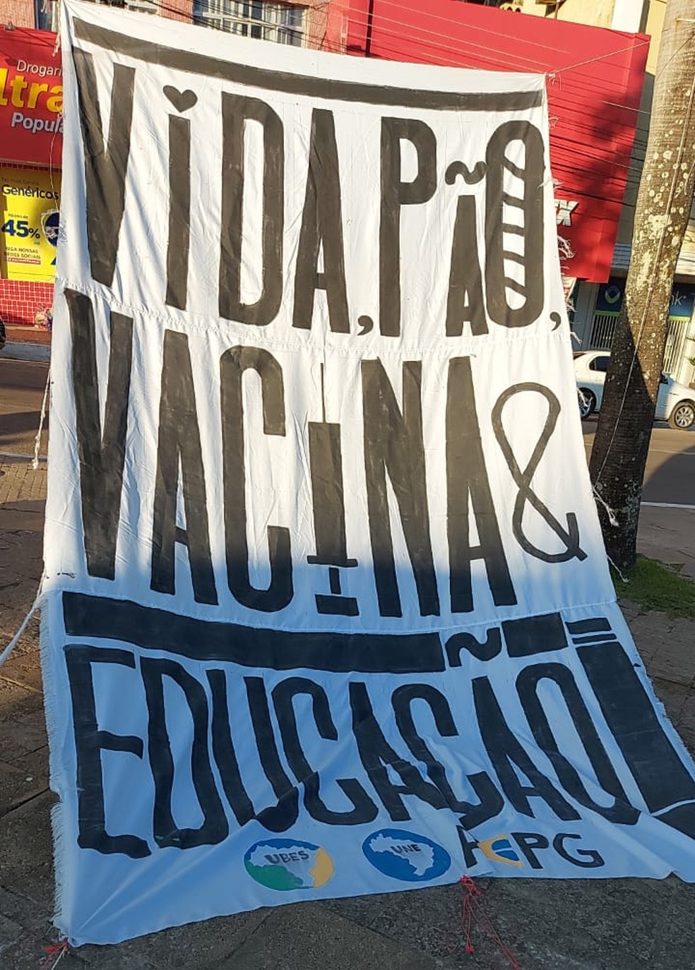 Manifestante protestam em defesa da vacina — Foto: Murilo Lima/ Rede Amazônica