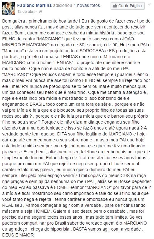 Fabiano Martins (Foto: Reprodução / Facebook) Fabiano Martins (Foto: Reprodução / Facebook)