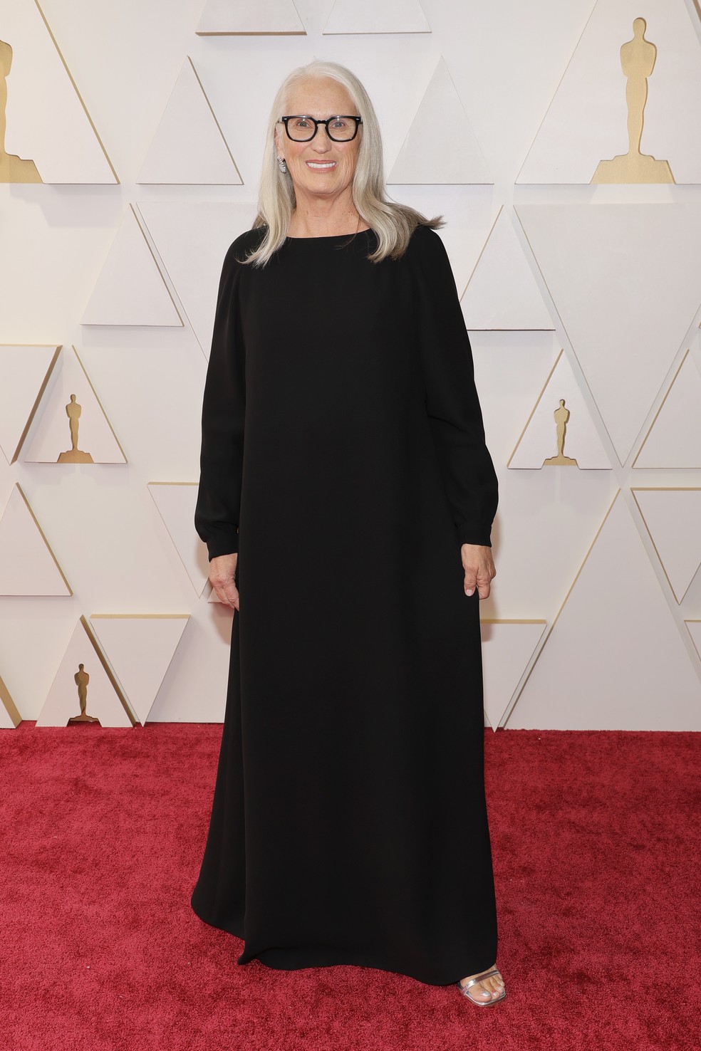A diretora Jane Campion, indicada pelo filme 'Ataque dos Cães', no Oscar 2022 — Foto: Mike Coppola/Getty Images