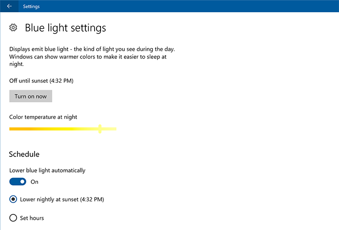 Windows 10 agora tem filtro de luz azul (Foto: Divulgação/Microsoft)