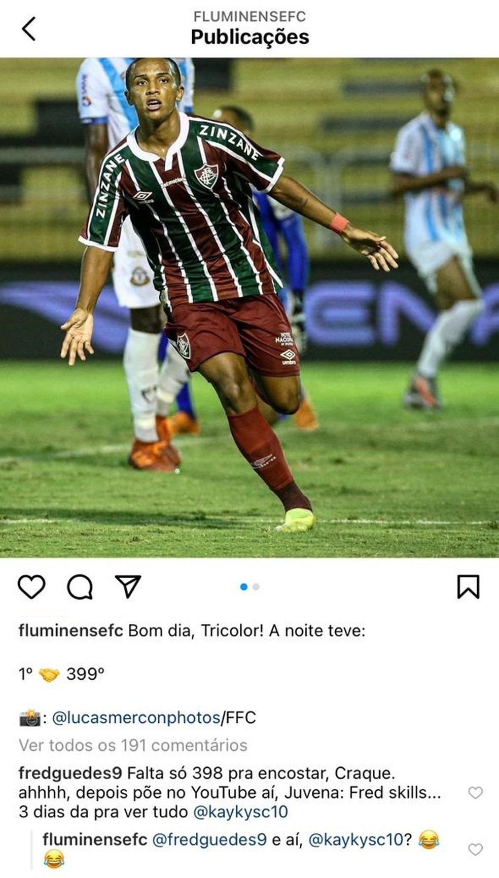 Kayky Se Diverte Com Brincadeira De Fred Apos Primeiro Gol Pelo Fluminense E Resenha Demais Fluminense Ge
