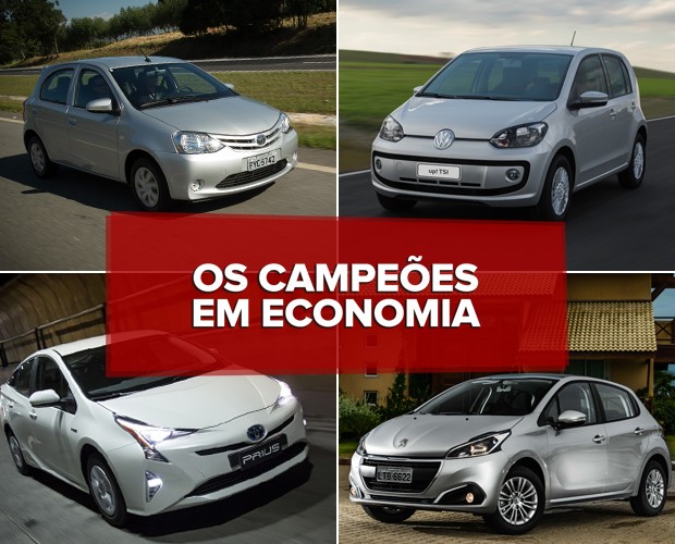 Os veículos campeões em economia (Foto: Divulgação)