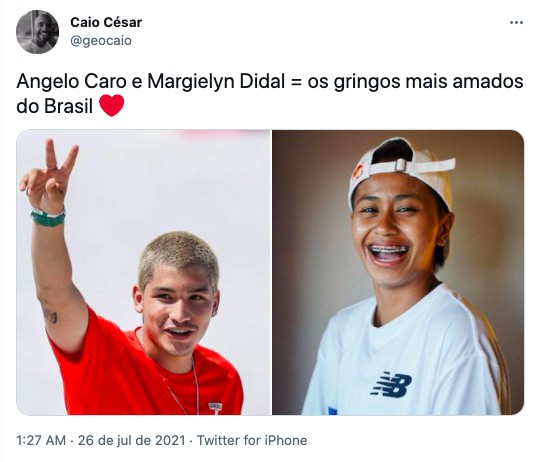 Didal e Caro conquistaram o público brasileiro na estreia do Skate nas Olimpíadas de Tóquio (Foto: Reprodução / Twitter)