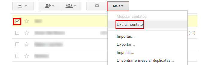 É possível excluir múltiplos contatos ao mesmo tempo (foto: Reprodução/Gmail)
