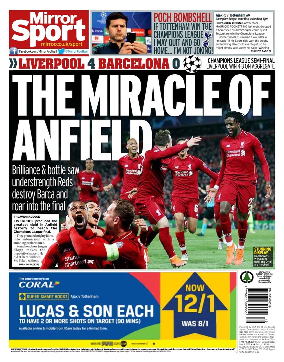 The Mirror Liverpool x Barcelona — Foto: Reprodução