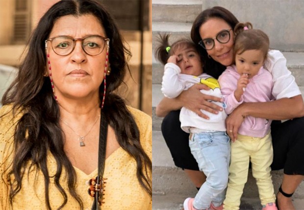 Regina Casé, a Lurdes de Amor de Mãe, e Ivete Sangalo com as filhas, Marina e Helena (Foto: Reprodução/Instagram)