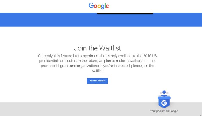 Página do Google permite preencher formulário para lista de espera (Foto: Divulgação/Google)