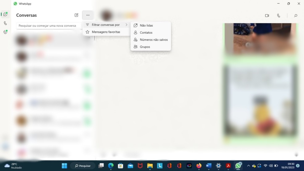 Filtrar conversas no WhatsApp — Foto: Reprodução/Gisele Souza