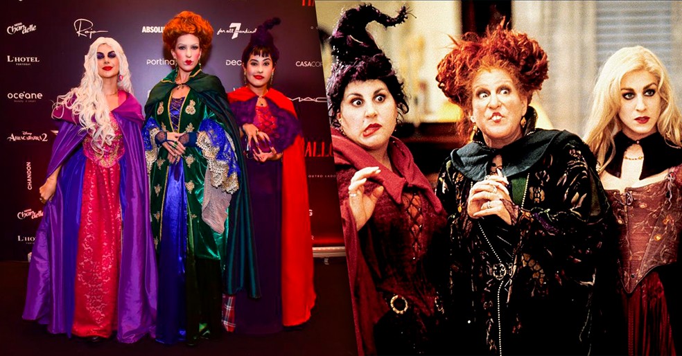 Nah Cardoso, Lore Improta e Thaynara OG como as irmãs Sanderson, do filme 'Abracadabra' — Foto: AgNews e IMDB