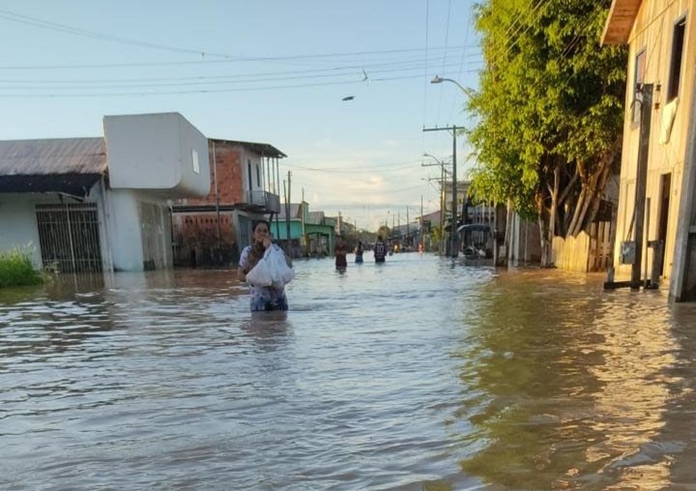 Enchente em Tarauacá,Acre, 23 de março de 2022 — Foto: Arquivo/Defesa Civil