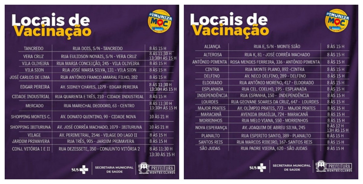 Vacinas contra a Covid-19 voltam a ser aplicadas nas Unidades Básicas de Saúde de Montes Claros; veja locais e horários