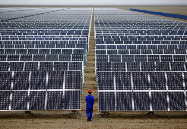 Paineis de captação de energia solar ; fontes renováveis de energia ; energia limpa ;  (Foto: Carlos Barria/Reuters)