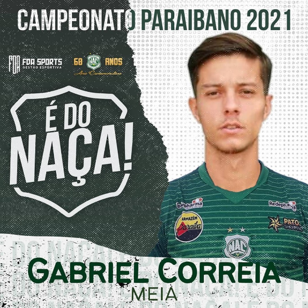 Gabriel Correia, de 22 anos, chega ao Can�rio do Sert�o com status de promessa para a temporada � Foto: Divulga��o / Nacional de Patos