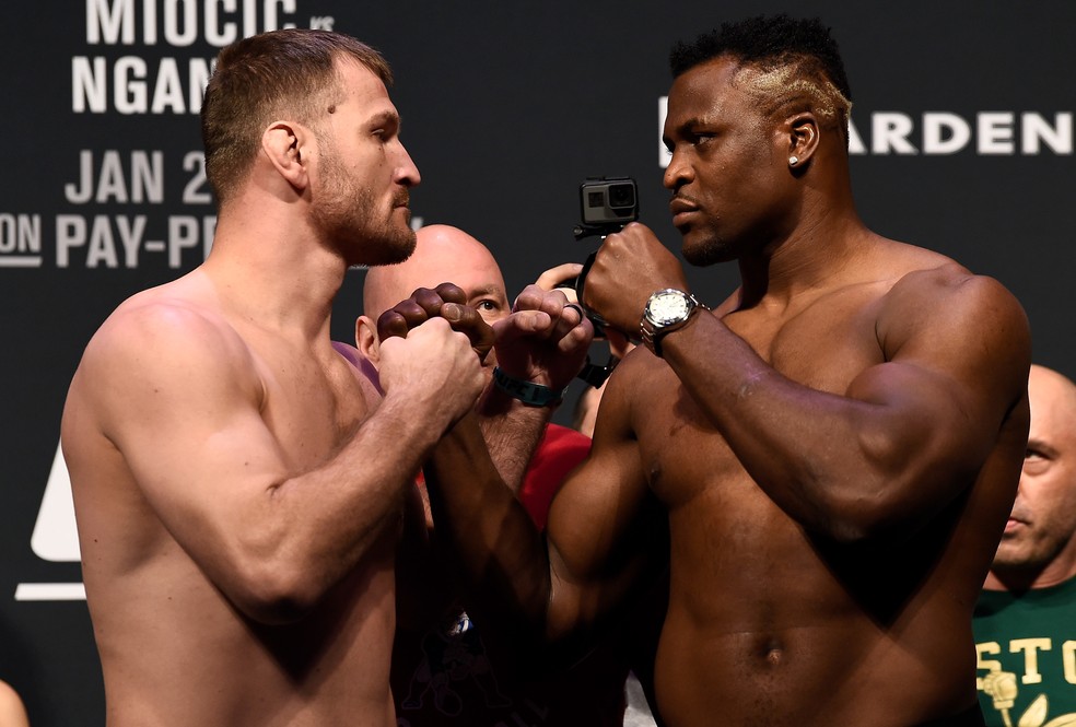 Stipe Miocic já venceu Francis Ngannou num encontro em janeiro de 2018 — Foto: Getty Images