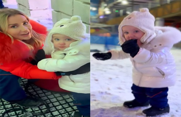 Ana Paula Siebert se empolga ao mostrar filha conhecendo neve pela 1ª vez (Foto: reprodução/ Instagram)