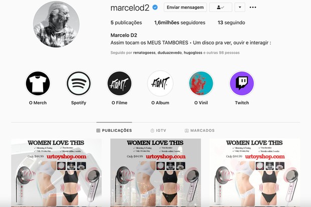 Marcelo D2 tem conta de Instagram hackeada (Foto: reprodução/Instagram)