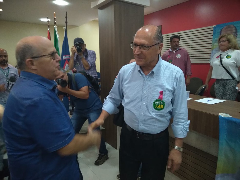 O candidato do PSDB à Presidência, Geraldo Alckmin, durante evento de campanha em São Paulo — Foto: Marina Pinhoni/G1
